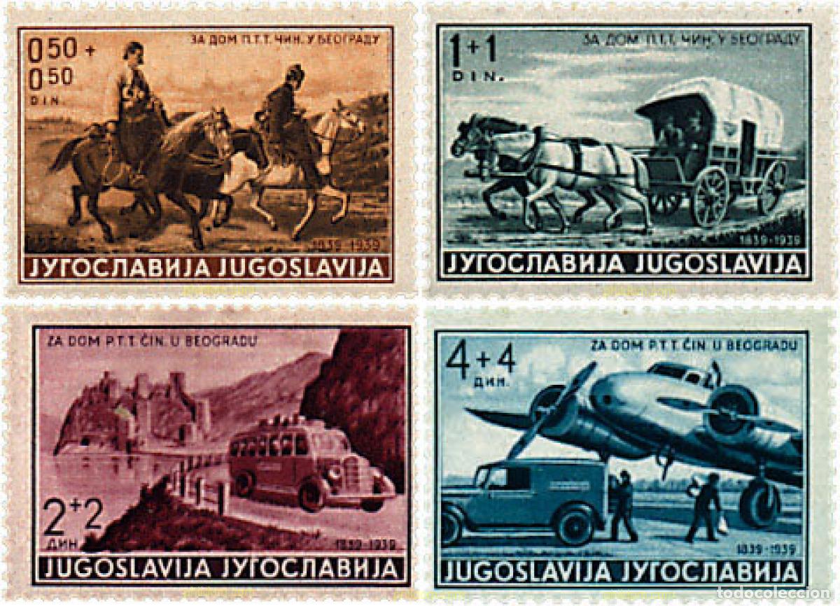 Selos: 668070 HINGED YUGOSLAVIA 1939 CENTENARIO DEL SERVICIO DE CORREOS