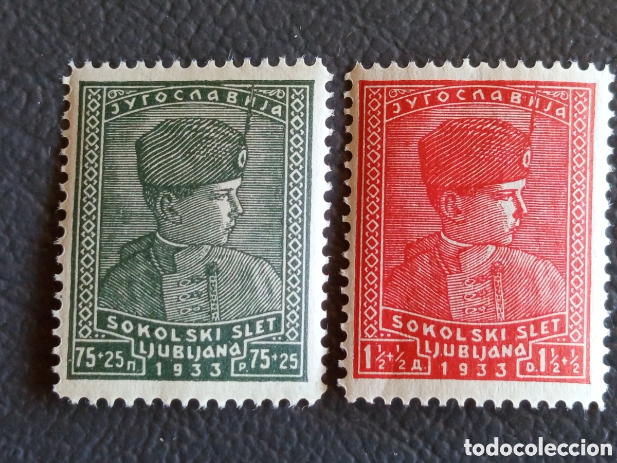 Briefmarken: Yugoslavia 1933 Sokolski Slet Ljubljana Scott B44-B45 Rey Par MNH