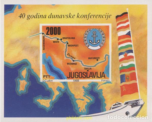 Sellos: 34347 MNH YUGOSLAVIA 1988 40 ANIVERSARIO DE LA CONFERENCIA DEL DANUBIO