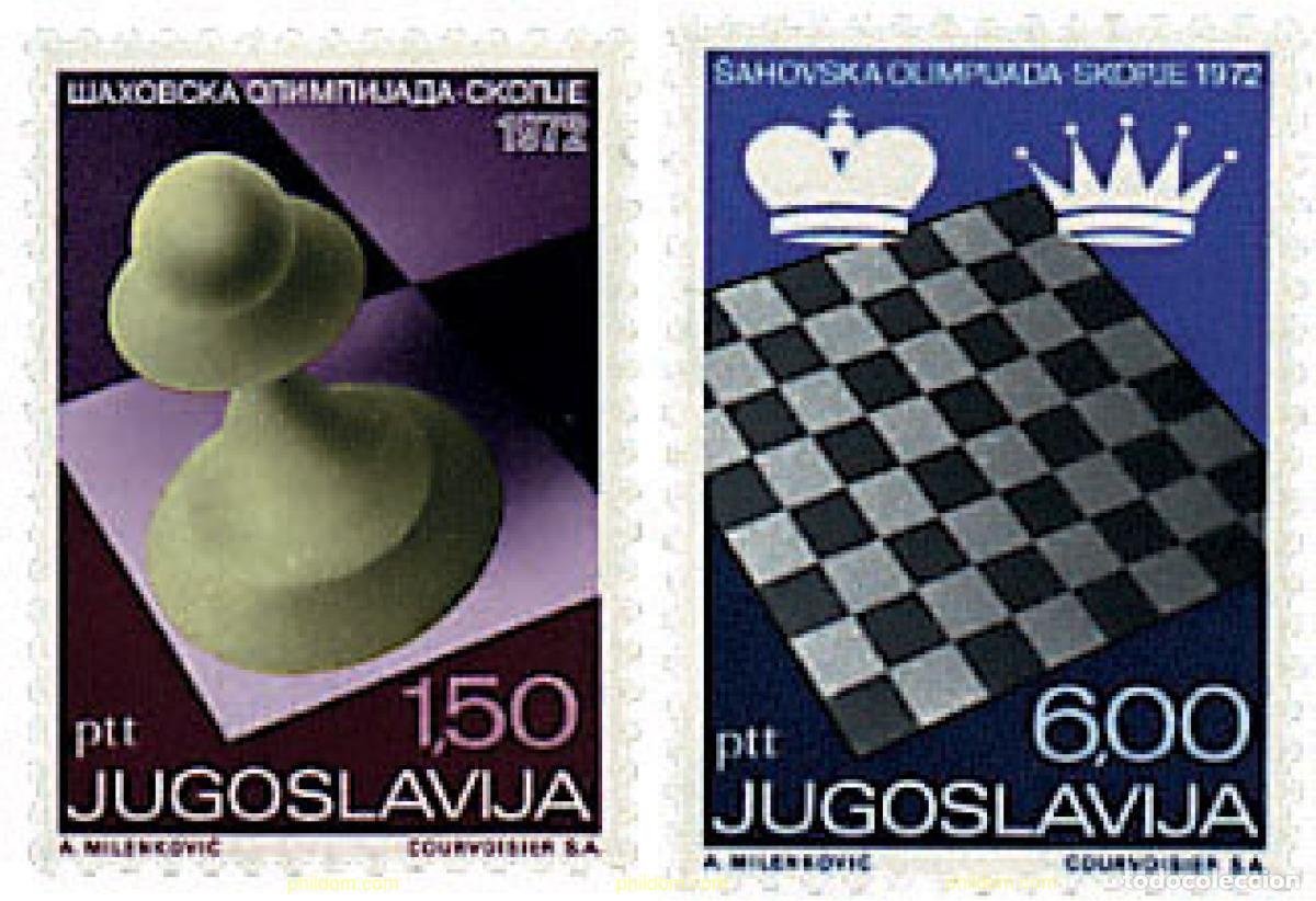 Stamps: 34332 MNH YUGOSLAVIA 1972 20 OLIMPIADA DE AJEDREZ MASCULINA Y 5 OLIMPIADA FEMENINA