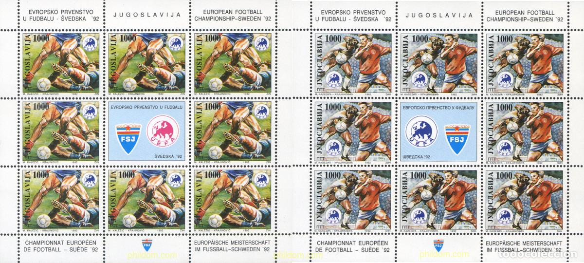 Sellos: 12009 MNH YUGOSLAVIA 1992 COPA DE EUROPA DE FUTBOL