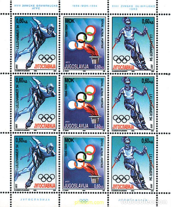 Sellos: 12013 MNH YUGOSLAVIA 1994 17 JUEGOS OLIMPICOS INVIERNO LILLEHAMMER 1994 - CENTENARIO DEL COMITE OLI