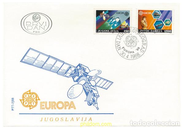 Sellos: 24173 MNH YUGOSLAVIA 1988 EUROPA CEPT. TRANSPORTE Y MEDIOS DE COMUNICACION