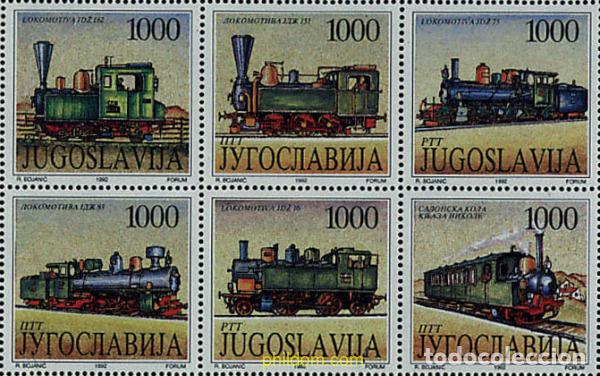 Sellos: 601404 MNH YUGOSLAVIA 1992 LOCOMOTORAS DE VAPOR