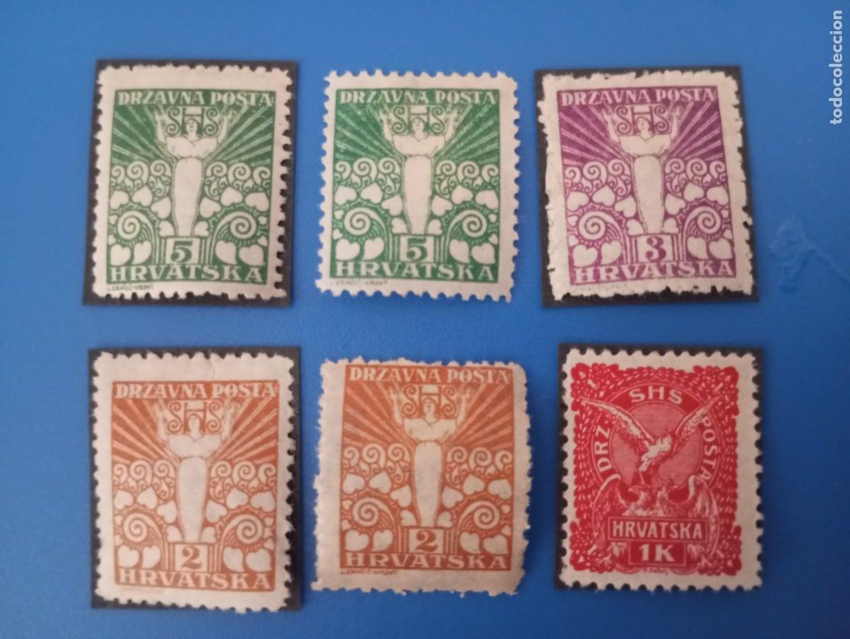 Sellos: YUGOSLAVIA, 1919, SELLOS PARA CROACIA Y ESLOVENIA, ALEGOR&Iacute;A DE LA LIBERTAD