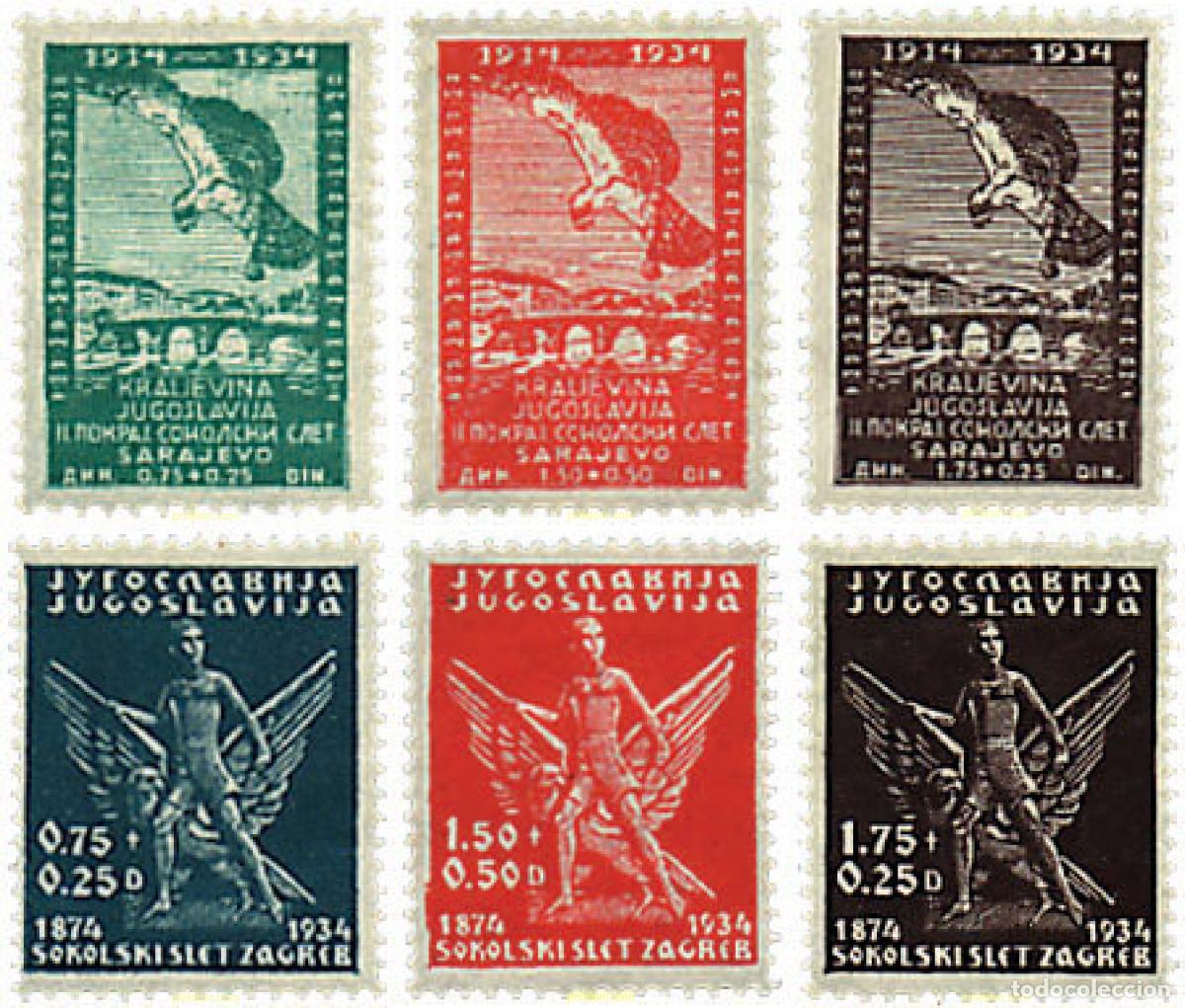 Briefmarken: 667957 HINGED YUGOSLAVIA 1934 20 ANIVERSARIO DE LOS SOKOLS DE SARAJEVO Y 60 DE ZAGREB