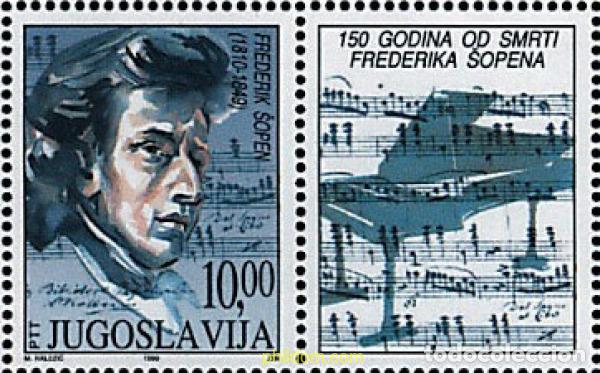Selos: 673218 MNH YUGOSLAVIA 1999 150 ANIVERSARIO DE LA MUERTE DE FREDERIC CHOPIN