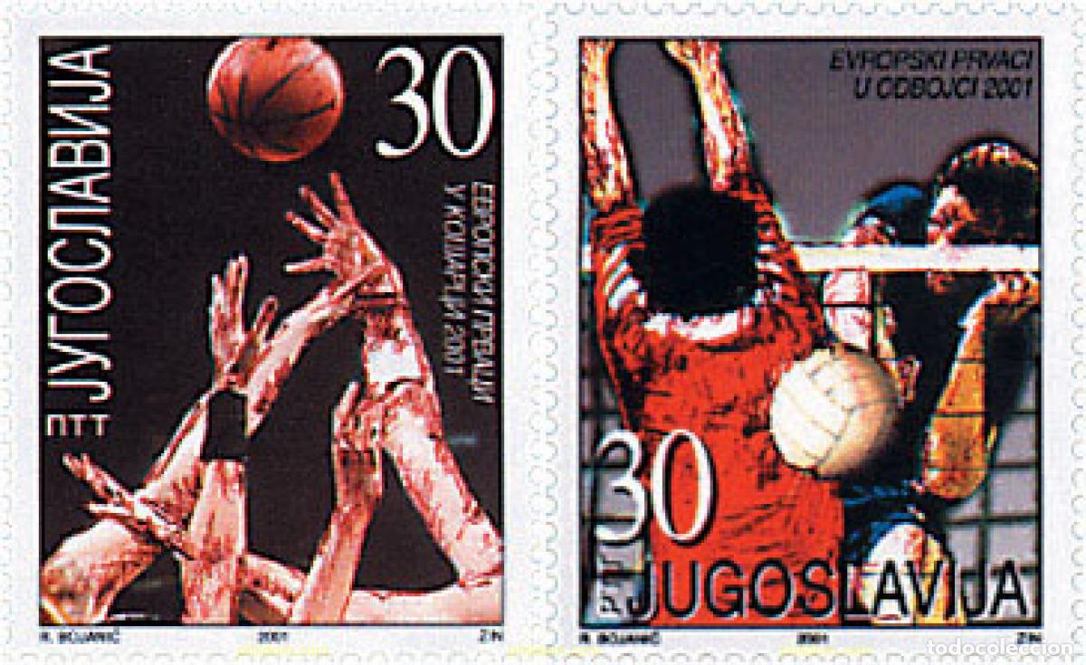 Sellos: 77552 MNH YUGOSLAVIA 2001 CAMPEONATOS DE BALONCESTO Y BALONVOLEA