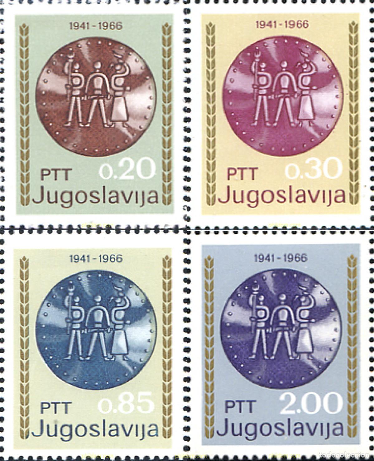 Sellos: 293840 MNH YUGOSLAVIA 1966 25 ANIVERSARIO DE LA INSURRECCION NACIONAL