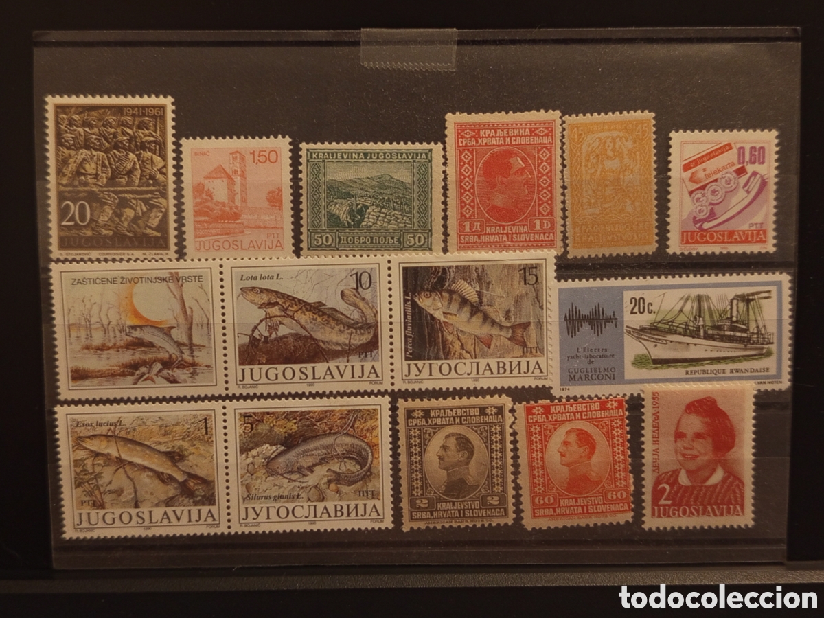 Sellos: Tarjeta con 15 Sellos de Yugoslavia y Ruanda, &Eacute;poca de 1921 a 1990 Nuevos