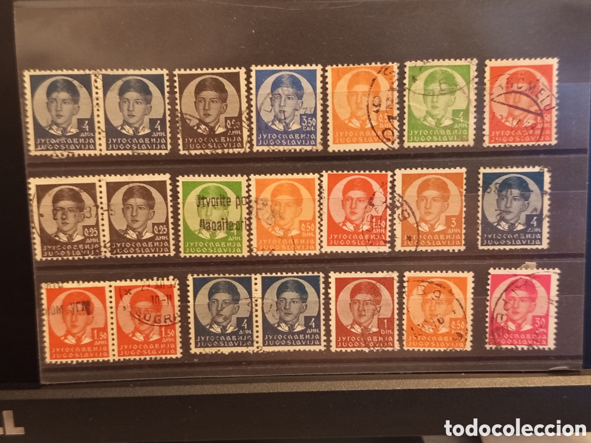 Sellos: Tarjeta con Lote de 21 Sellos Cl&aacute;sicos de Yugoslavia (A&ntilde;os 1935-1940)