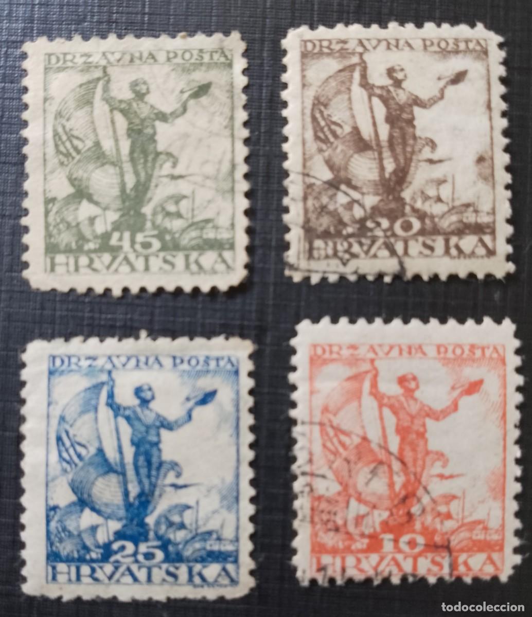 Sellos: LOTE DE 4 SELLOS ANTIGUOS DE HRVATSKA, CROACIA - A&Ntilde;O 1919, DRZAVNA POST