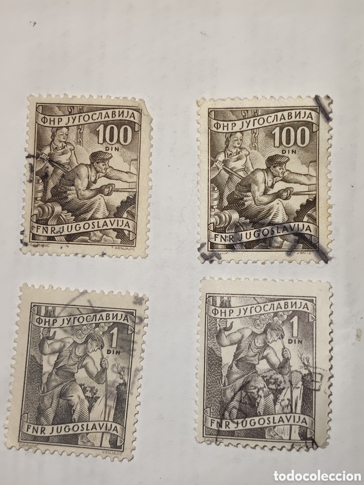 Sellos: 4 sellos de Yugoslavia Metalurgia 1952 usados