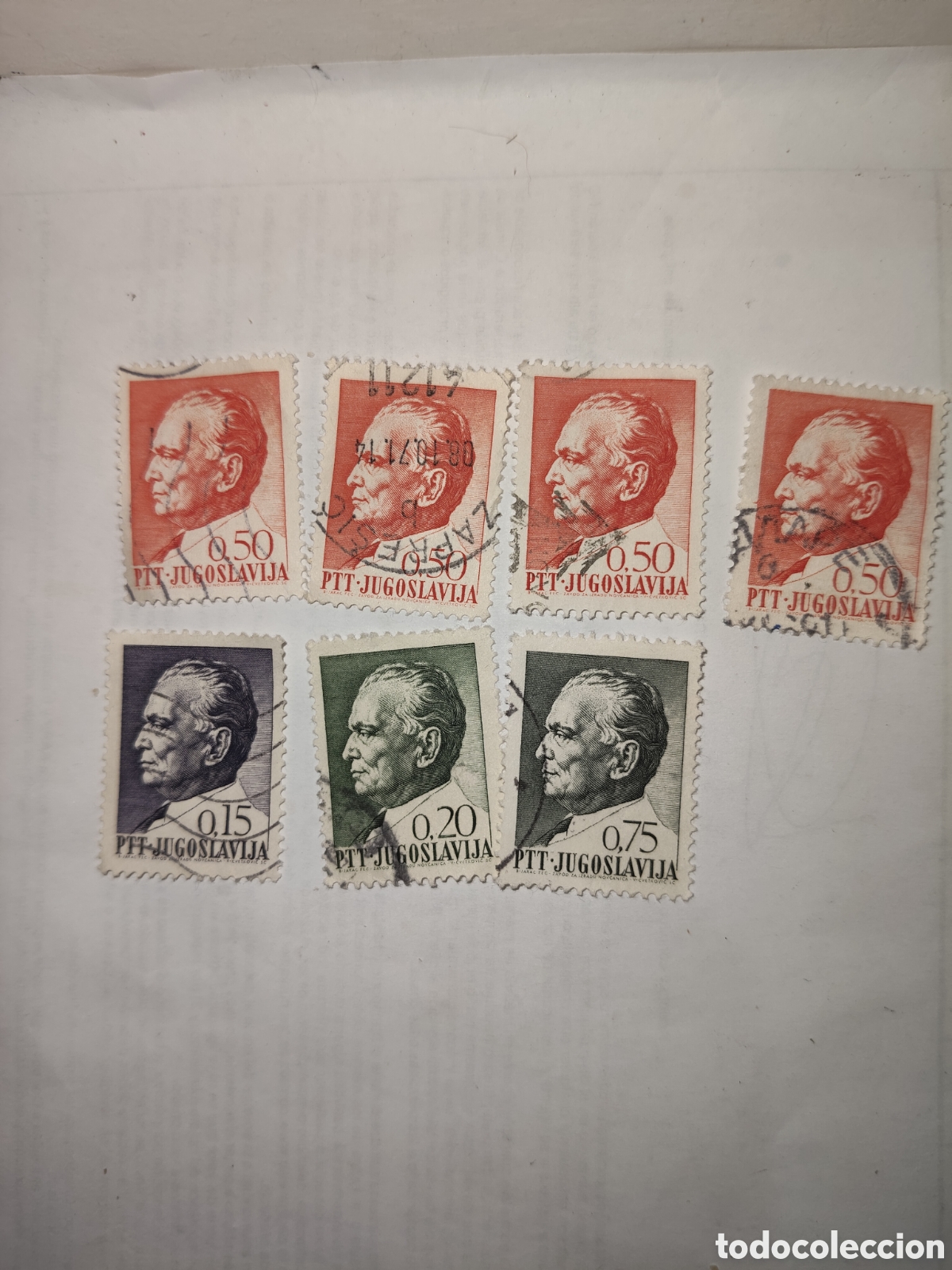 Sellos: 7 sellos de Yugoslavia Mariscal Josip Broz Tito 1967 usado