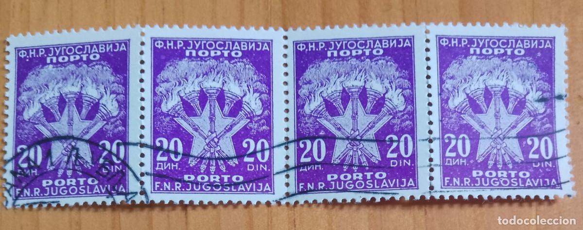 Sellos: YUGOSLAVIA - V/F 120 DIN. - A&Ntilde;O 1951 -TIRA CON CUATRO SELLOS, AHORRO EN PORTES, COMPRA M&Aacute;S