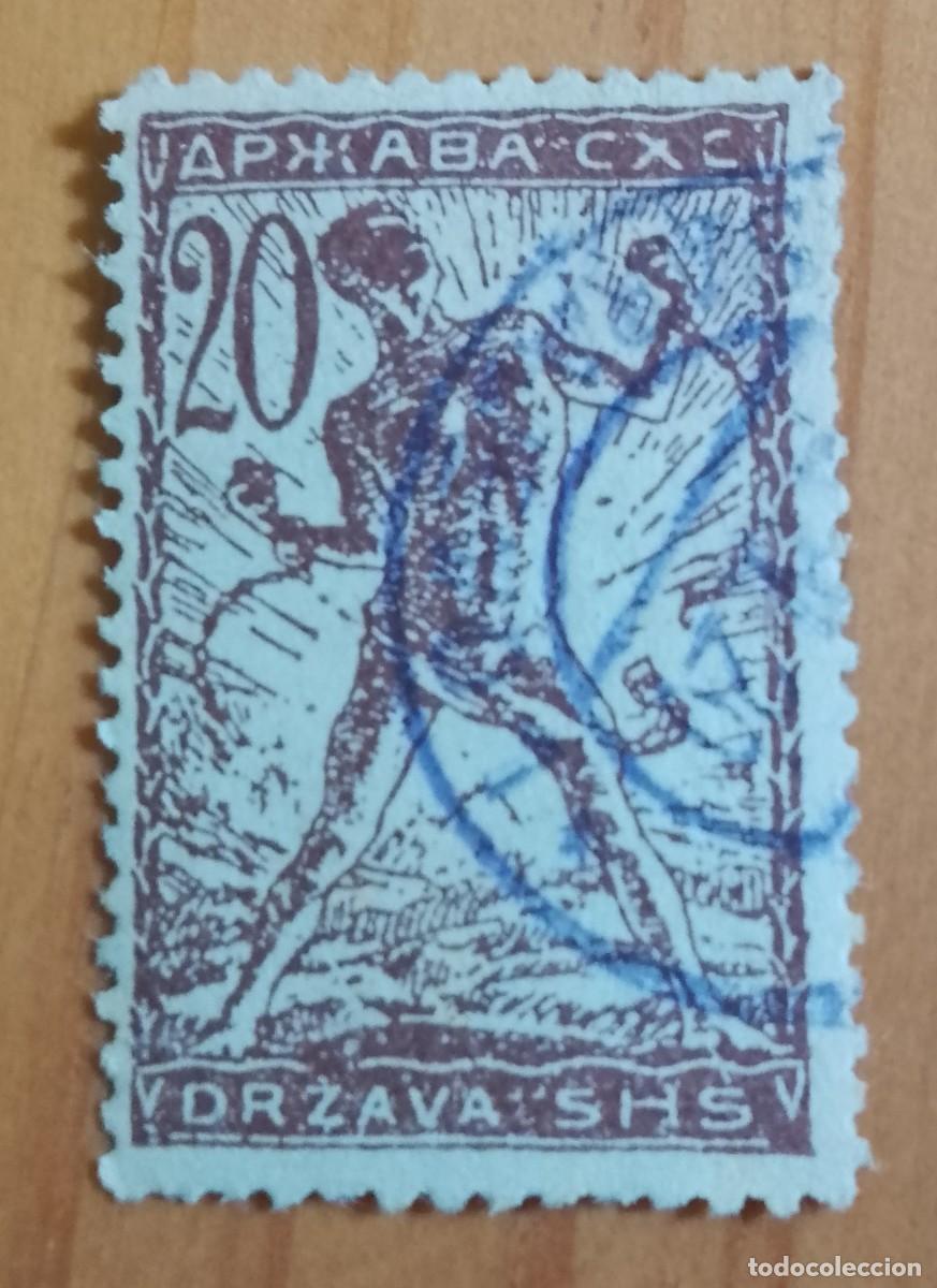Sellos: YUGOSLAVIA - V/F 20 HELLERS - HOMBRE DE VERIGAR ROMPIEDO CADENAS.