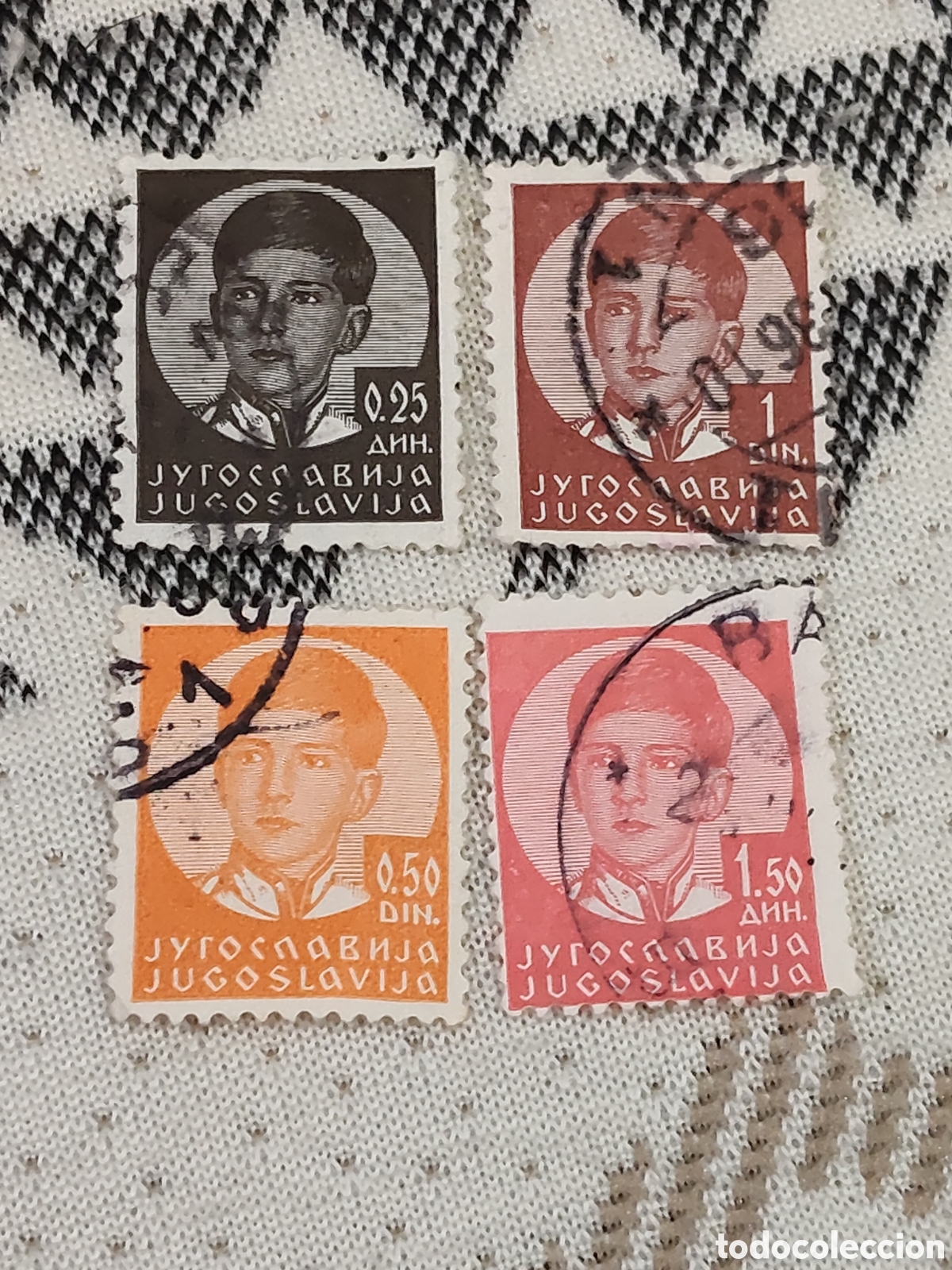 Sellos: 4 sellos de Yugoslavia Joven Rey Pedro ll 1935 usados