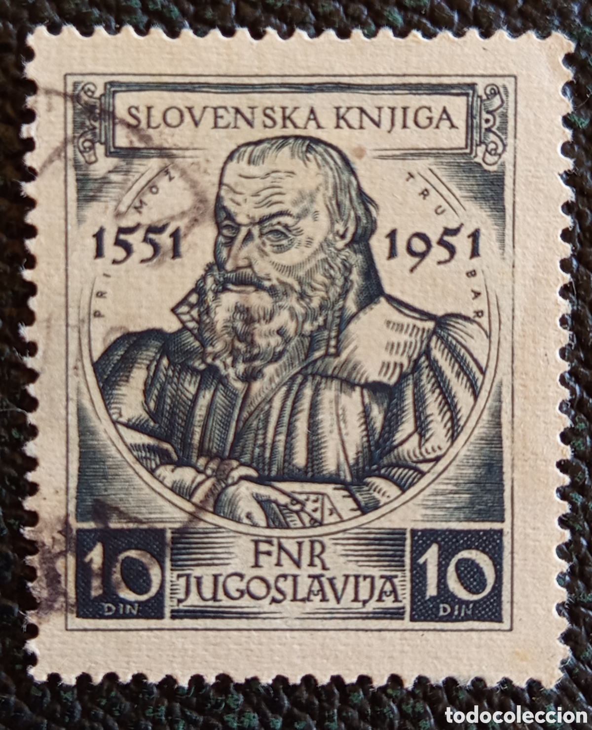 Sellos: Sello Yugoslavia 1951 Slovenska Knjiga Primoz Trubar 10 Din. Usado