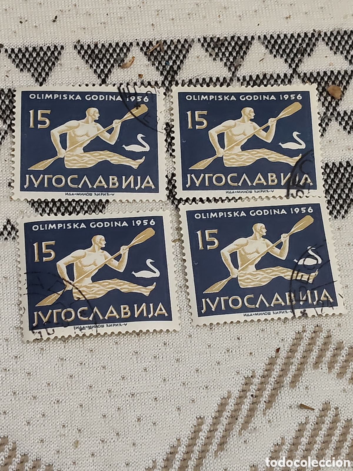 Sellos: 4 sellos de Yugoslavia a&ntilde;o ol&iacute;mpico 1956