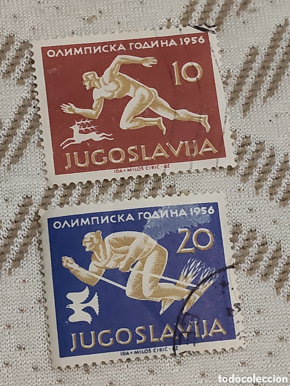 Sellos: 2 sellos de Yugoslavia Juegos Ol&iacute;mpicos Melbourne 1956