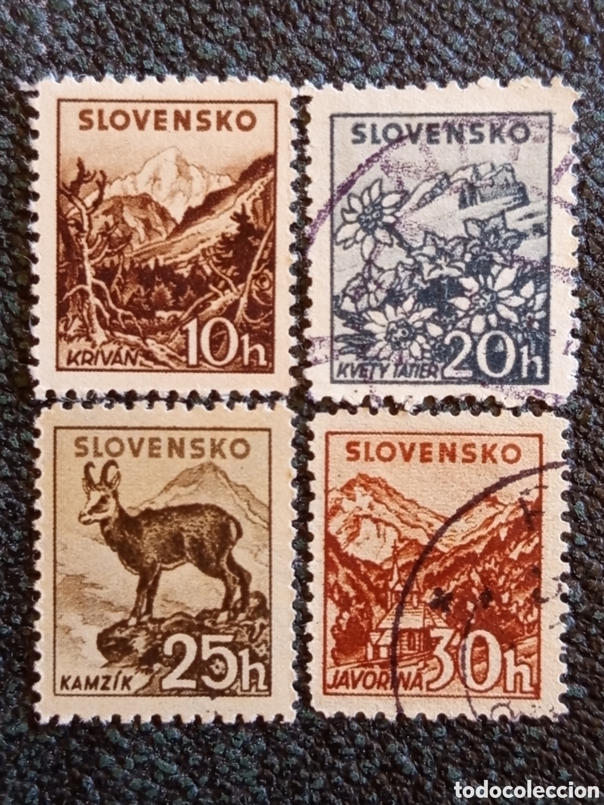 Sellos: Lote 4 Sellos Eslovaquia 1940 Monta&ntilde;as Tatra Flora Fauna Cat Michel #48/51 Mixto