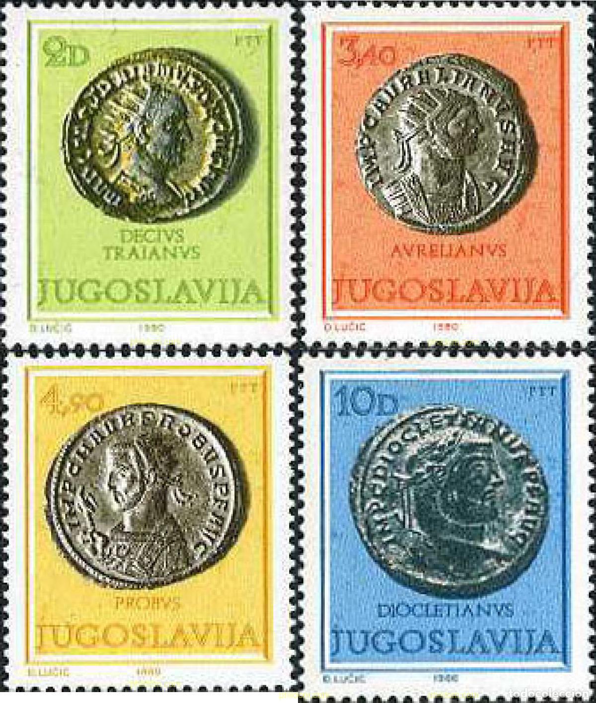 Sellos: 223275 MNH YUGOSLAVIA 1980 MONEDAS ROMANAS ANTIGUAS