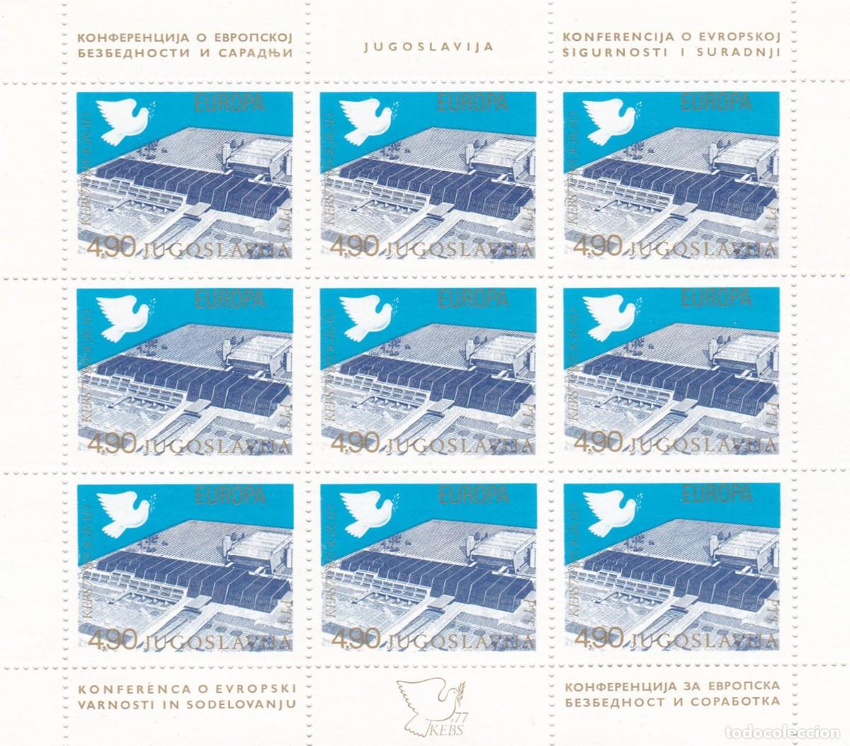 Timbres: Yugoslavia. Pliego de sellos nuevos. A&ntilde;o 1977. Europa.