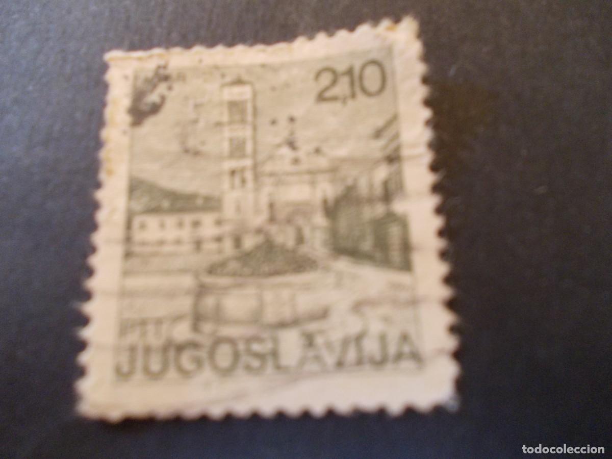 Timbres: Sello Yugoslavia 2,10 Loggia y Torre del Reloj de Hvar filatelia hist&oacute;rica patrimonio adri&aacute;tico 1978