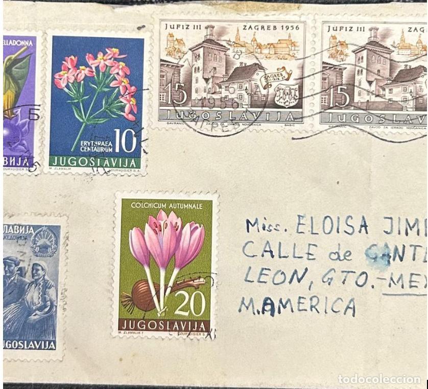 Sellos: TS.)1957, YUGOSLAVIA, COVER, FROM ZAGREB TO LE&Oacute;N, GUANAJUATO, MEXICO, SIX STAMPS AS FOLLOWS: TOP LEF