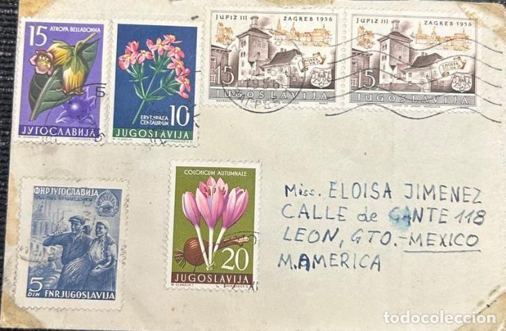 Sellos: TS.)1956, YUGOSLAVIA, ZAGREB TO LE&Oacute;N, GUANAJUATO (MEXICO), COVER, WITH SIX STAMPS: TWO &rdquo;ZAGREB PHILA