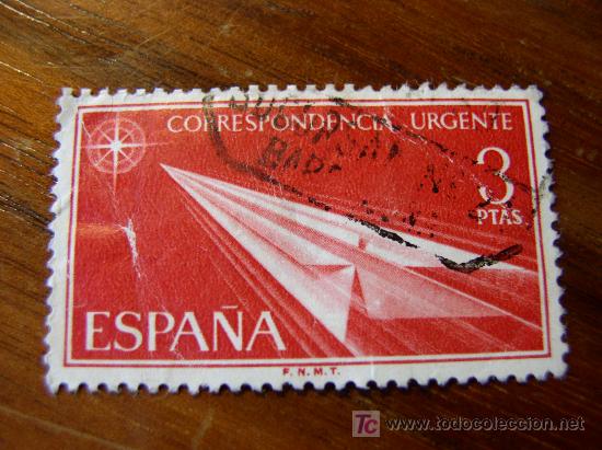 Timbres: Sello de 3 pesetas. Correspondencia Urgente. Circulado.