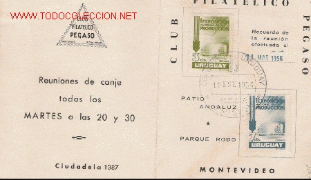 Timbres: RARISIMO CARNET DE LAS REUNIONES FILATELICAS PARA CAMBIO DE SELLOS EN MONTEVIDEO