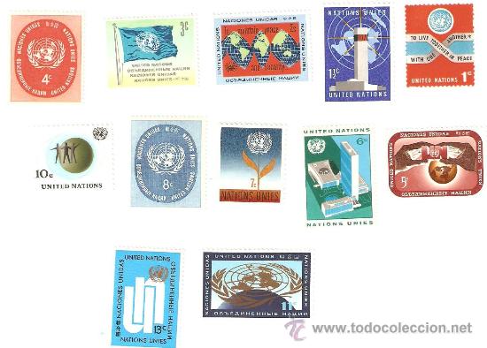 Selos: coleccion 12 sellos naciones unidas, principios de los 60