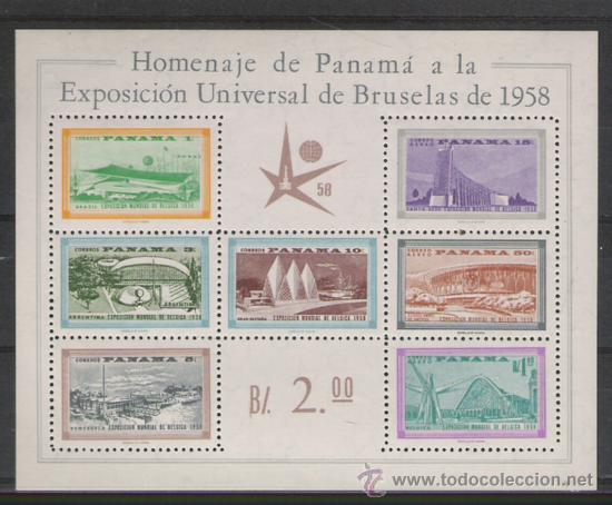 Sellos: PANAMA HOJA BLOQUE N&ordm; 5 BRUSELA 1958 - Foto 1