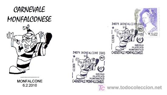 Sellos: Matasellos de CARNAVAL 2010 - MONFALCONE, Italia. - Foto 1