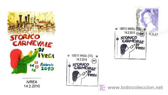 Sellos: Matasellos de CARNAVAL 2010 - IVREA, ITALIA - Foto 1