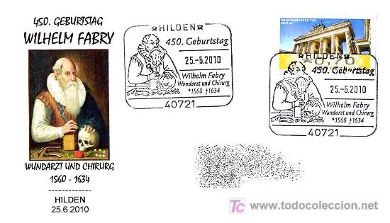 Timbres: MEDICINA - 450 aniv. WILHELM FABRY, medico cirujano.