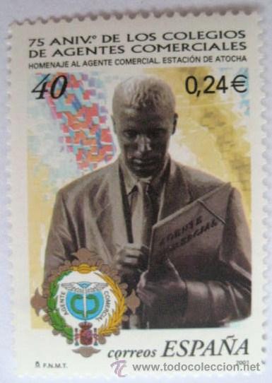 Timbres: CON DOBLE VALOR FACIAL. PESETAS-EUROS. 75 ANIV. AGENTES COMERCIALES 2001.  ENVIO GRATIS&iexcl;&iexcl;