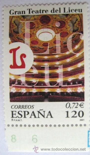 Francobolli: CON DOBLE VALOR FACIAL. PESETAS-EUROS. TEATRO DEL LICEO.2001  ENVIO GRATIS&iexcl;&iexcl;