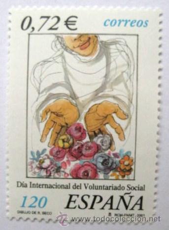 Briefmarken: CON DOBLE VALOR FACIAL. PESETAS-EUROS. VOLUNTARIADO SOCIAL. .2001  ENVIO GRATIS&iexcl;&iexcl;