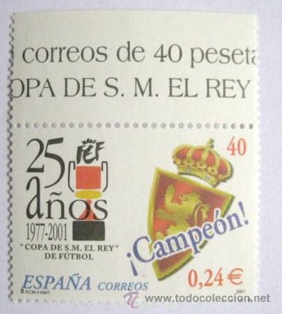 Briefmarken: CON DOBLE VALOR FACIAL. PESETAS-EUROS. COPA DEL REY-FUTBOL. .2001  ENVIO GRATIS&iexcl;&iexcl;