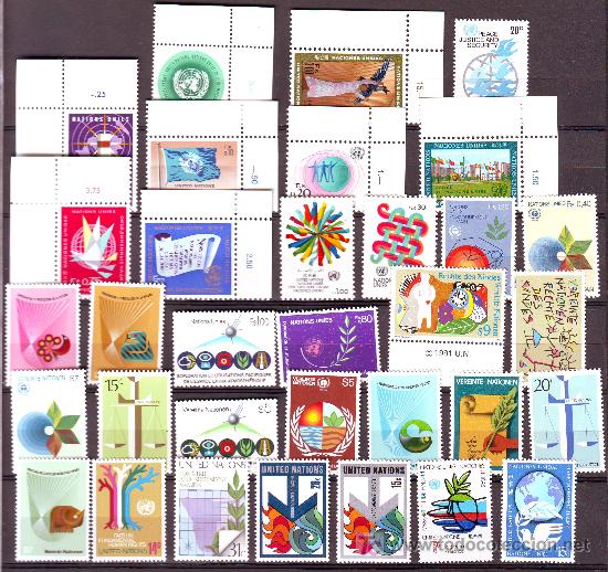 Timbres: NACIONES UNIDAS.COLECCION 33 SELLOS NUEVOS.SERIES COMPLETAS...ETC.VER FOTO.
