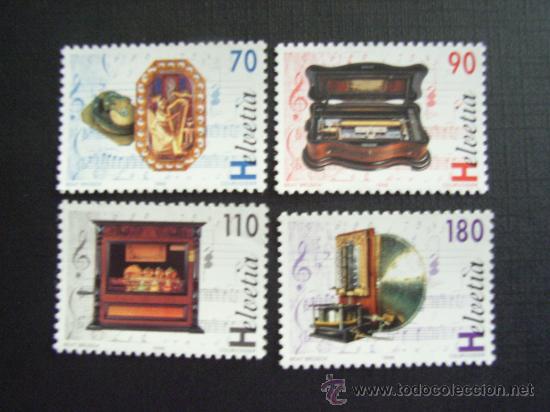 Briefmarken: INSTRUMENTOS MUSICALES.SUIZA  N&ordm; YVERT 1513/6*** A&Ntilde;O 1996. CAJAS DE MUSICA