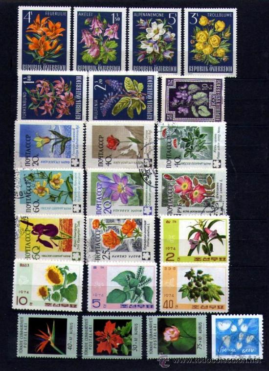 Sellos: Lote de 23 SELLOS de FLORA - Foto 1