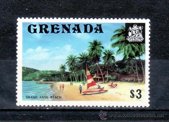 Sellos: grenada  574 sin charnela, barco de vela, playa - Foto 1