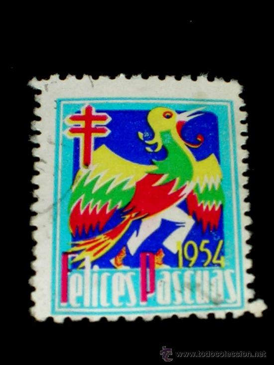 Selos: Sello original Felices Pascuas, 1954.