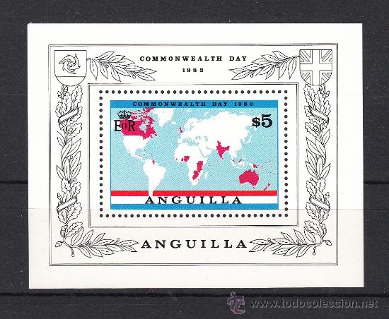 Sellos: anguilla hb  47 sin charnela, mapa, dia de la commonwealth - Foto 1