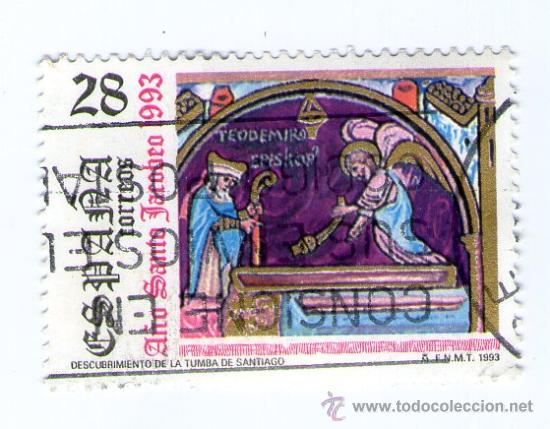 Francobolli: sello / vi&ntilde;eta de la tematica de santo jacobeo a&ntilde;o 1993, descendimiento de la tumba de santiago