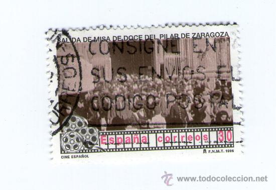 Selos: sello / vi&ntilde;eta de cine espa&ntilde;ol, foto de salida de misa de 12 del pilar de zaragoza