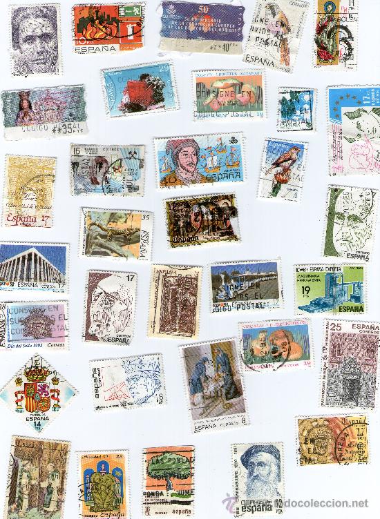 Stamps: lote de 30 sellos de espa&ntilde;a